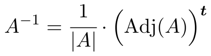 formula de la matriz inversa con el metodo por determinantes o por la matriz adjunta