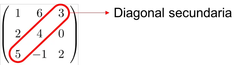 diagonal secundaria de una matriz cuadrada