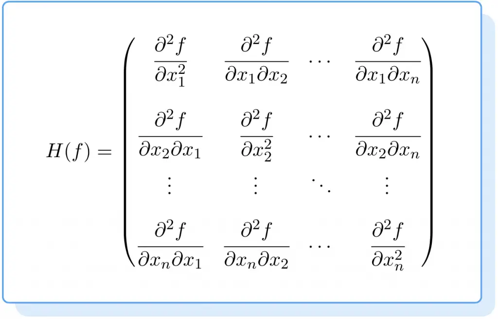 formula de la matriz hessiana o hessiano