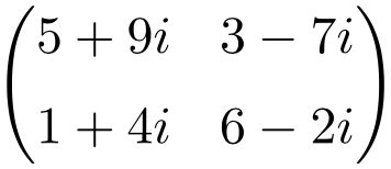 matriz compleja de dimension 2x2