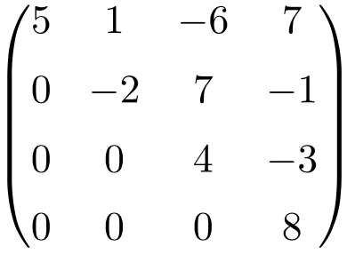ejemplo matriz triangular superior 4x4