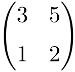 ejemplo de matriz regular o invertible de dimension 2x2