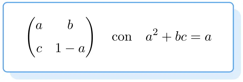 formula de la matriz idempotente 2x2