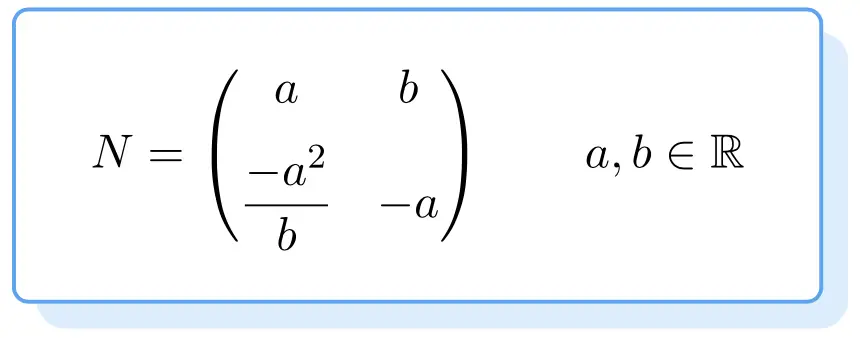 estructura y formula de una matriz nilpotente 2x2