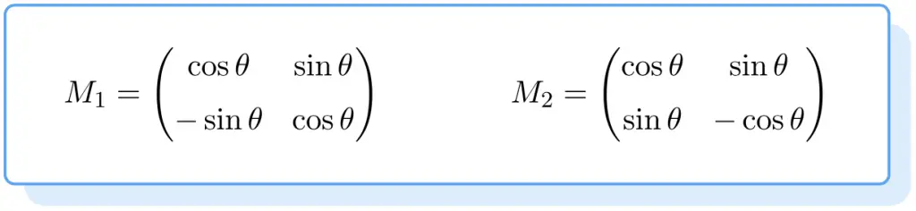formula de la matriz ortogonal de dimensión 2x2